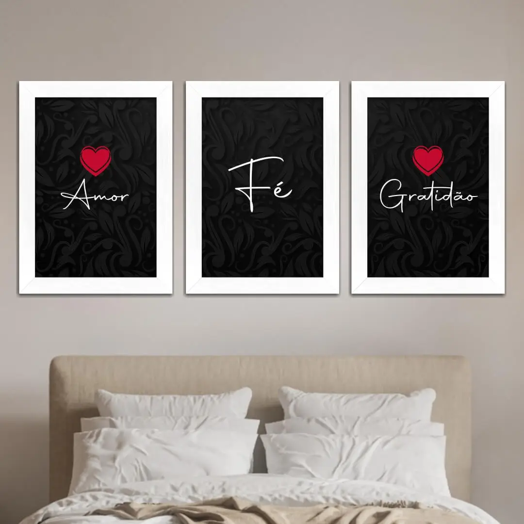 Kit 3 Quadros-Amor-fé-gratidão - Imagem 2