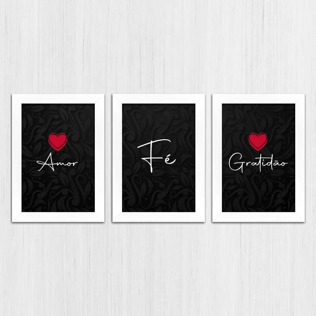 Kit 3 Quadros-Amor-fé-gratidão - Imagem 3