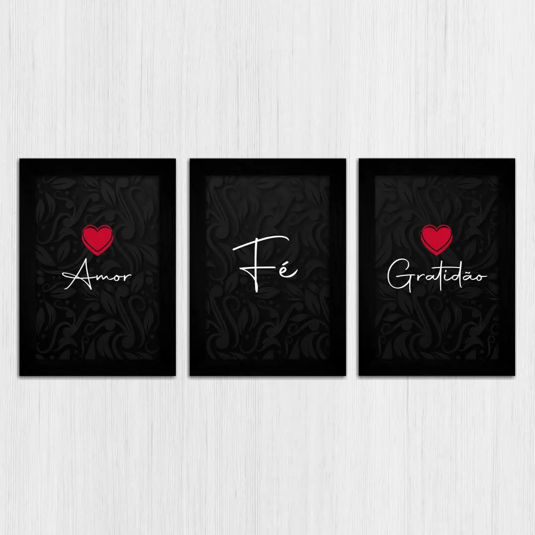 Kit 3 Quadros-Amor-fé-gratidão - Imagem 4