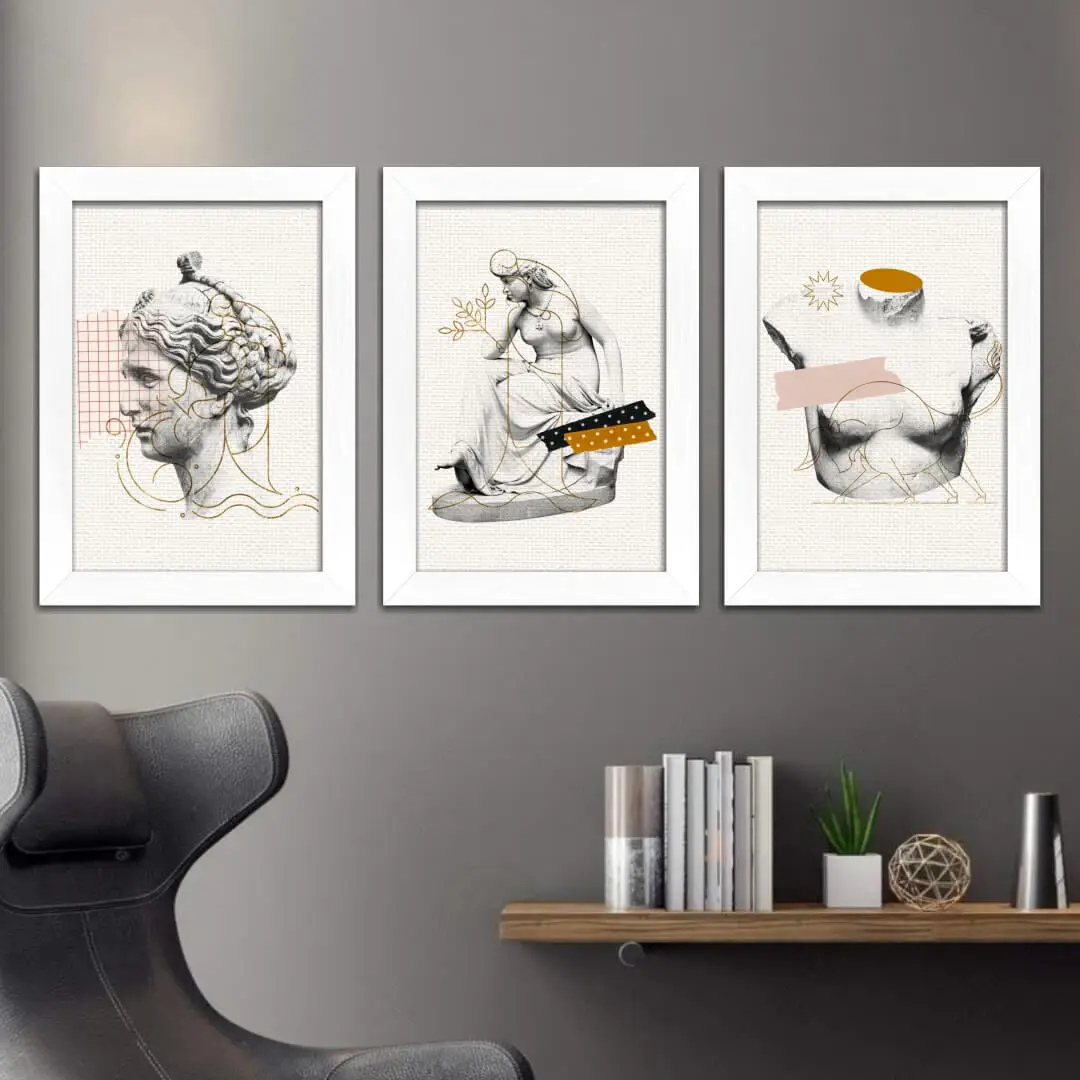 Kit 3 Quadros-Vaporwave-Estatuas - Imagem 2
