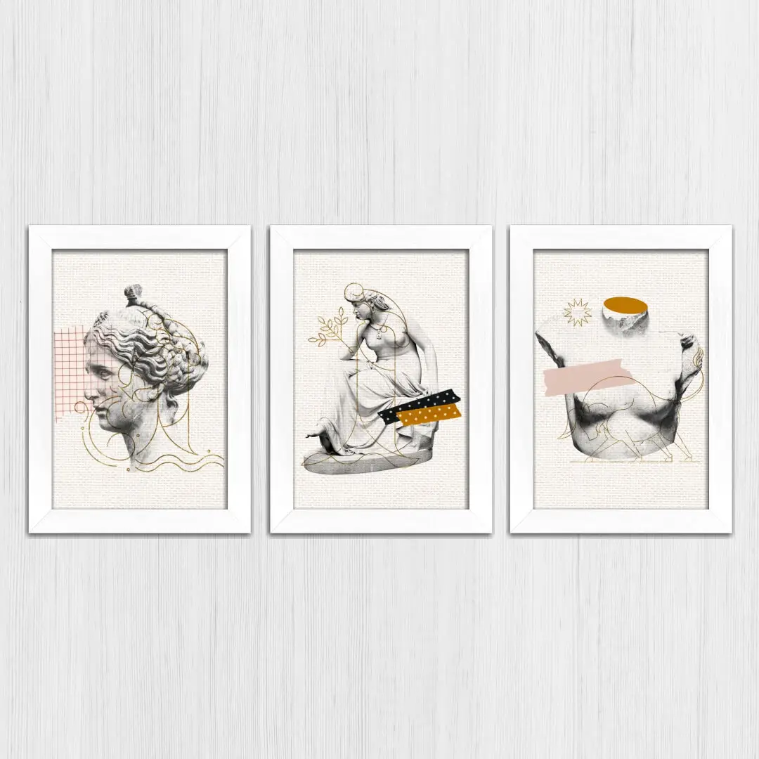 Kit 3 Quadros-Vaporwave-Estatuas - Imagem 4