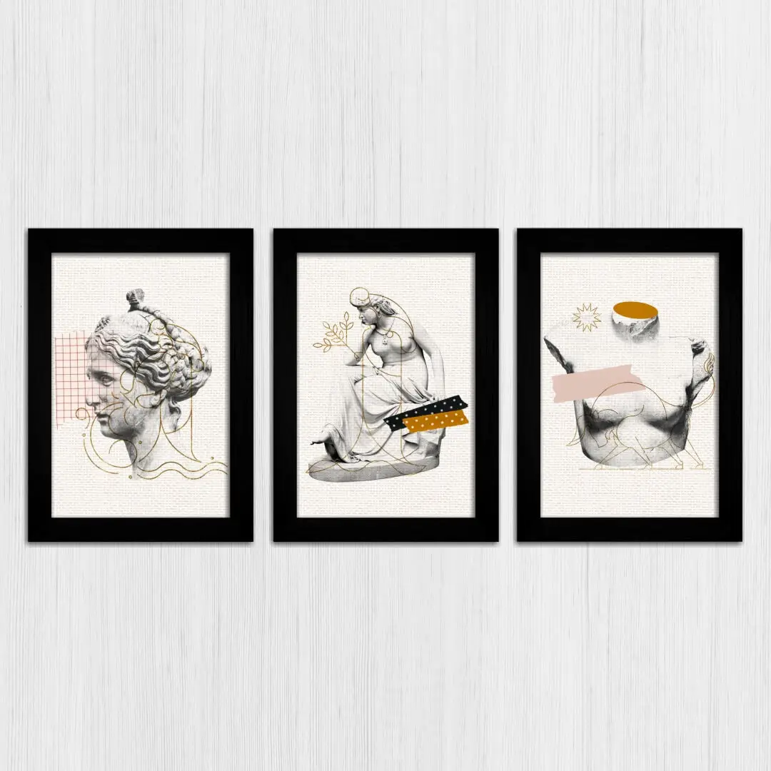 Kit 3 Quadros-Vaporwave-Estatuas - Imagem 3