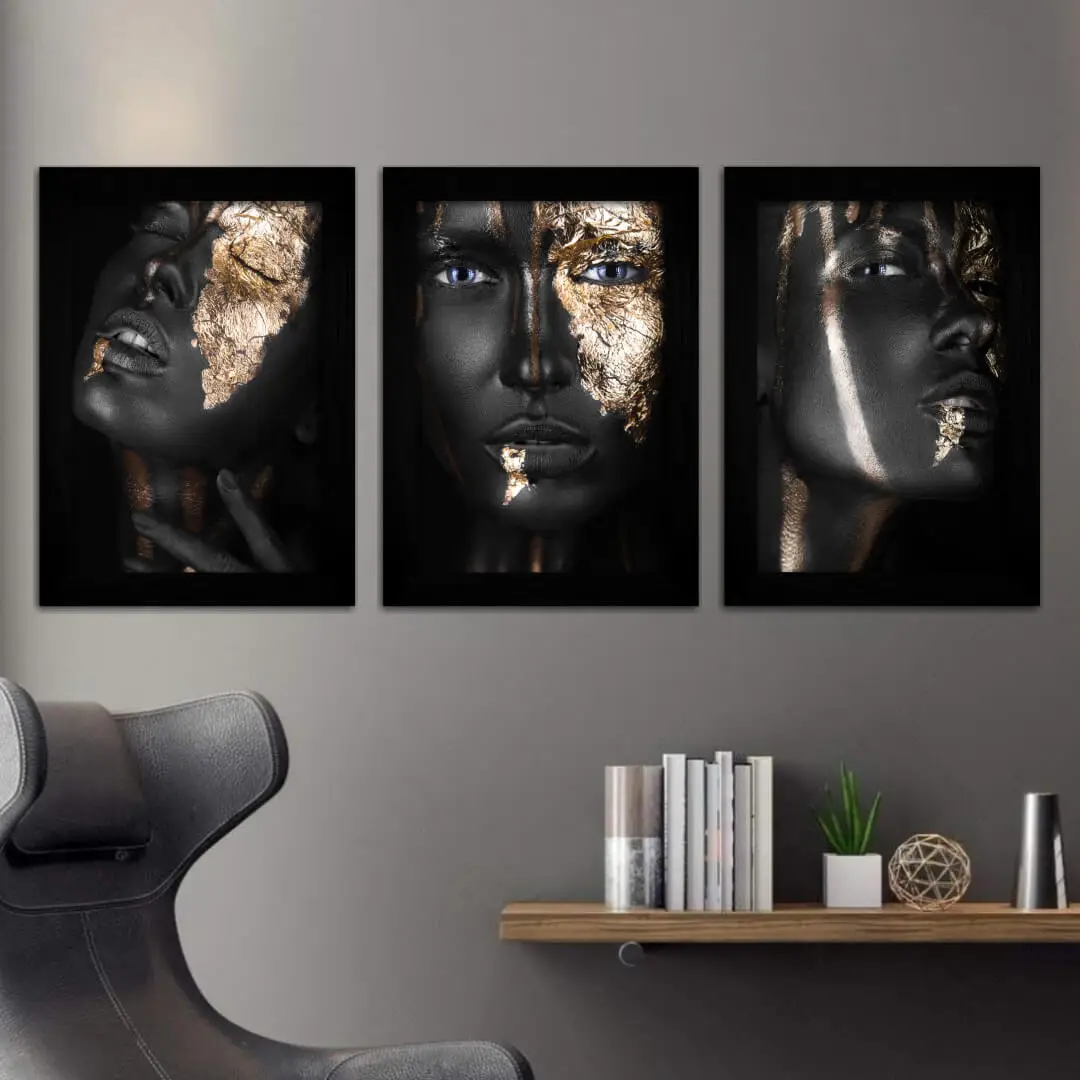 Kit 3 Quadros-Modelo-Negra