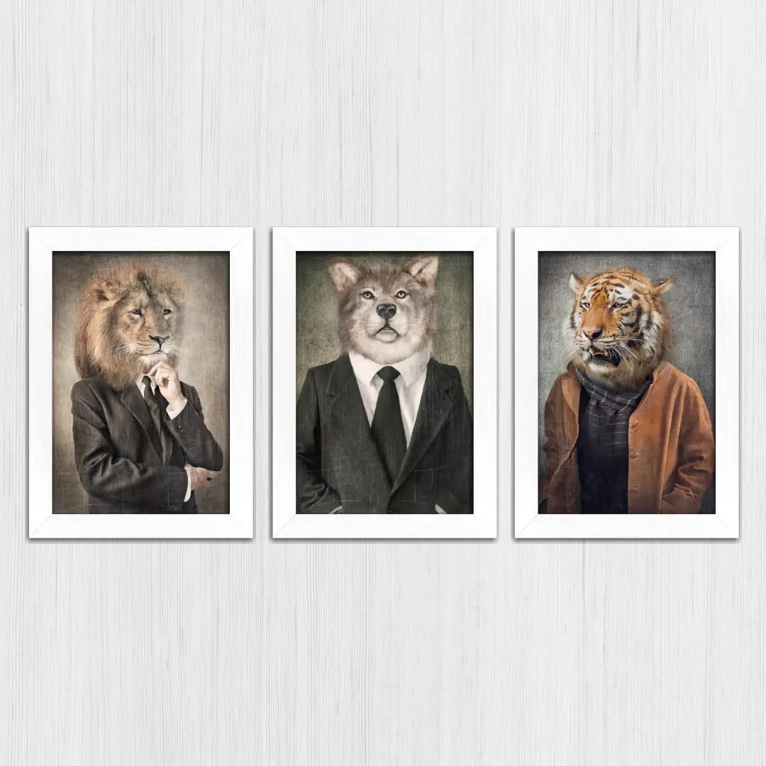 Kit 3 Quadros-Animais-de-roupa - Imagem 4