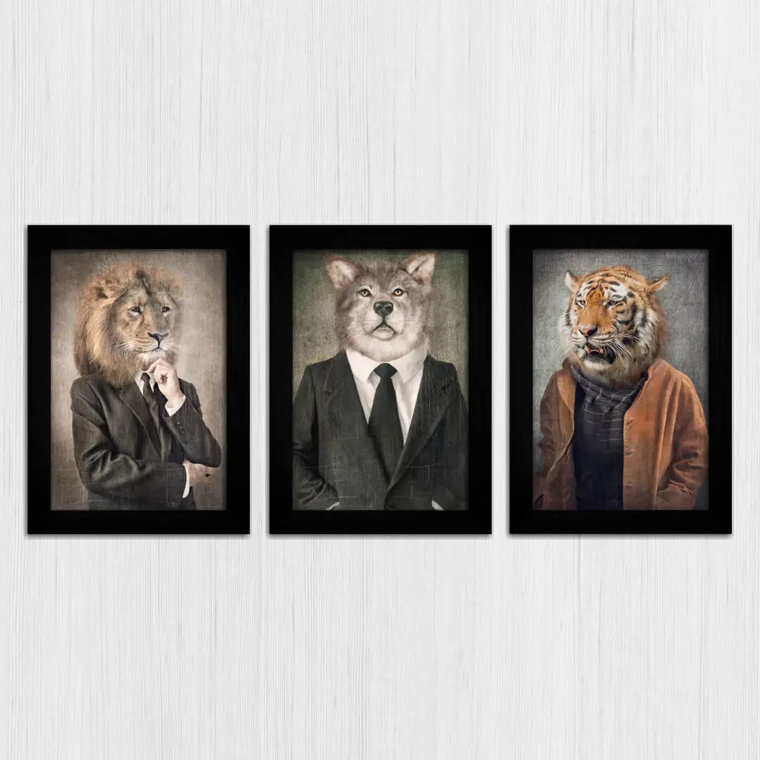 Kit 3 Quadros-Animais-de-roupa - Imagem 3