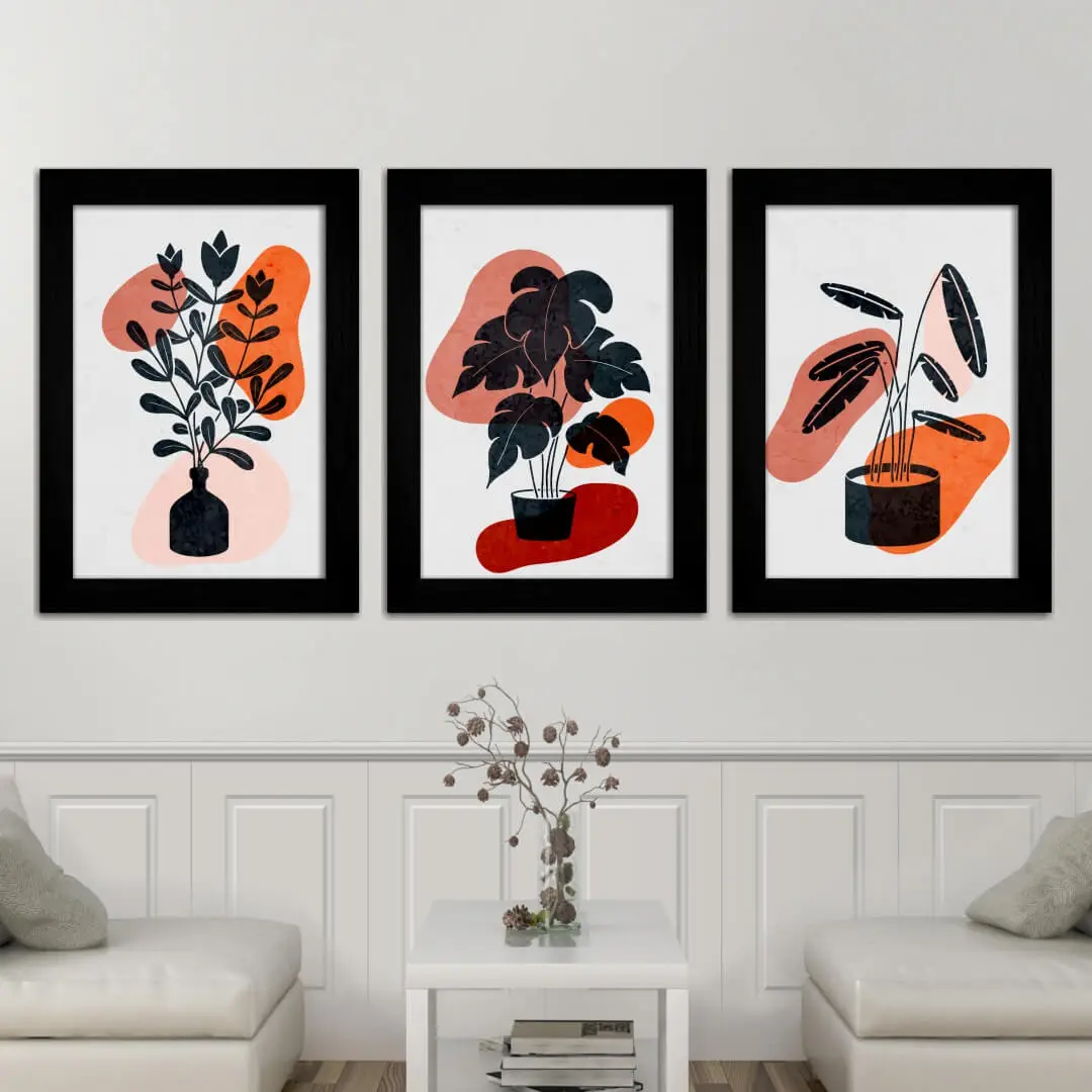 Kit 3 Quadros- Boho-Chic-Laranja