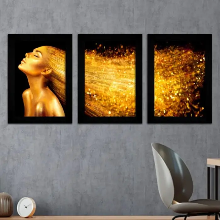 Kit 3 Quadros-Cabelo-de-ouro
