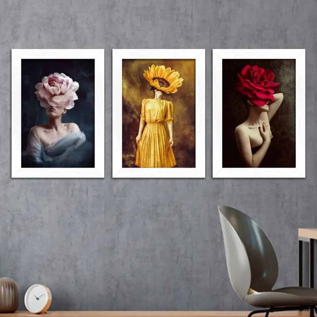 Kit 3 Quadros-Mulheres-Floridas - Imagem 2
