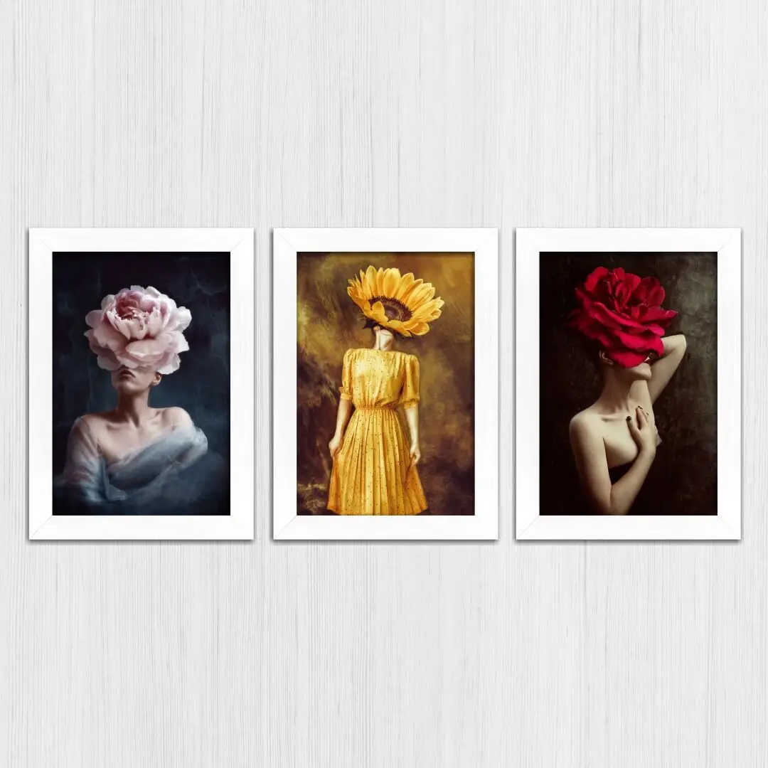 Kit 3 Quadros-Mulheres-Floridas - Imagem 4