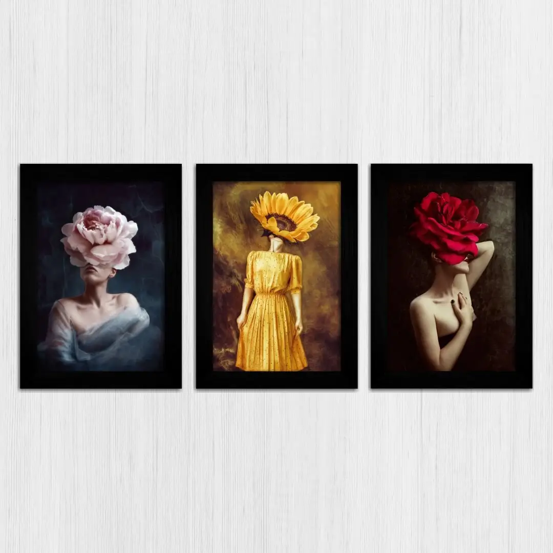 Kit 3 Quadros-Mulheres-Floridas - Imagem 3