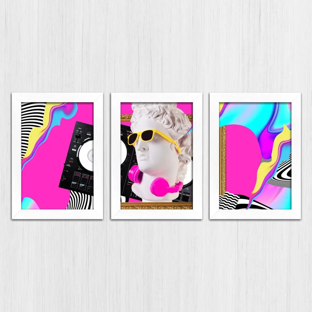 Kit 3 Quadros Vaporwave Azul - Imagem 4