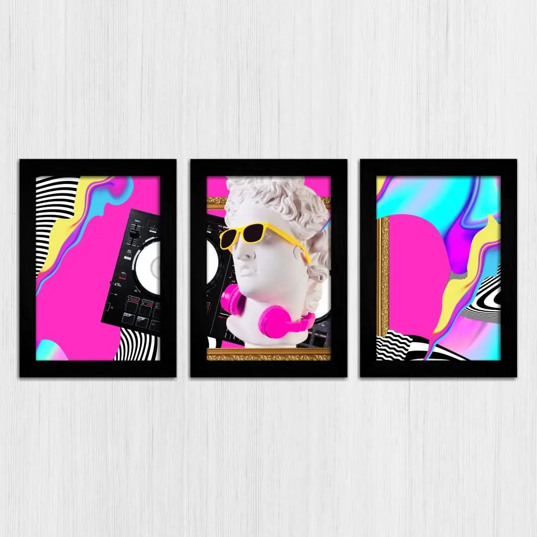 Kit 3 Quadros Vaporwave Azul - Imagem 3