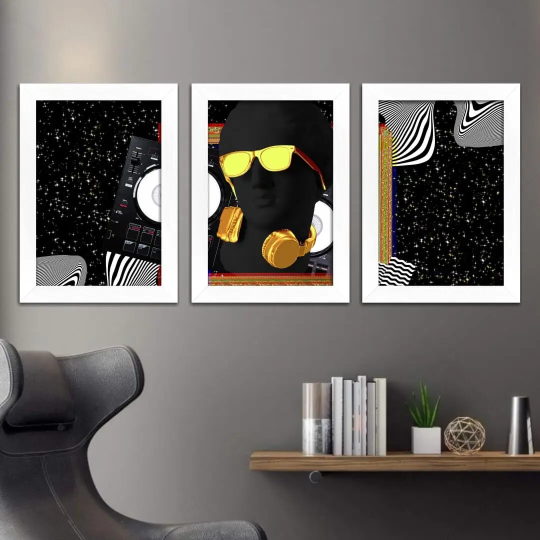 Kit 3 Quadros Vaporwave Preto - Imagem 2
