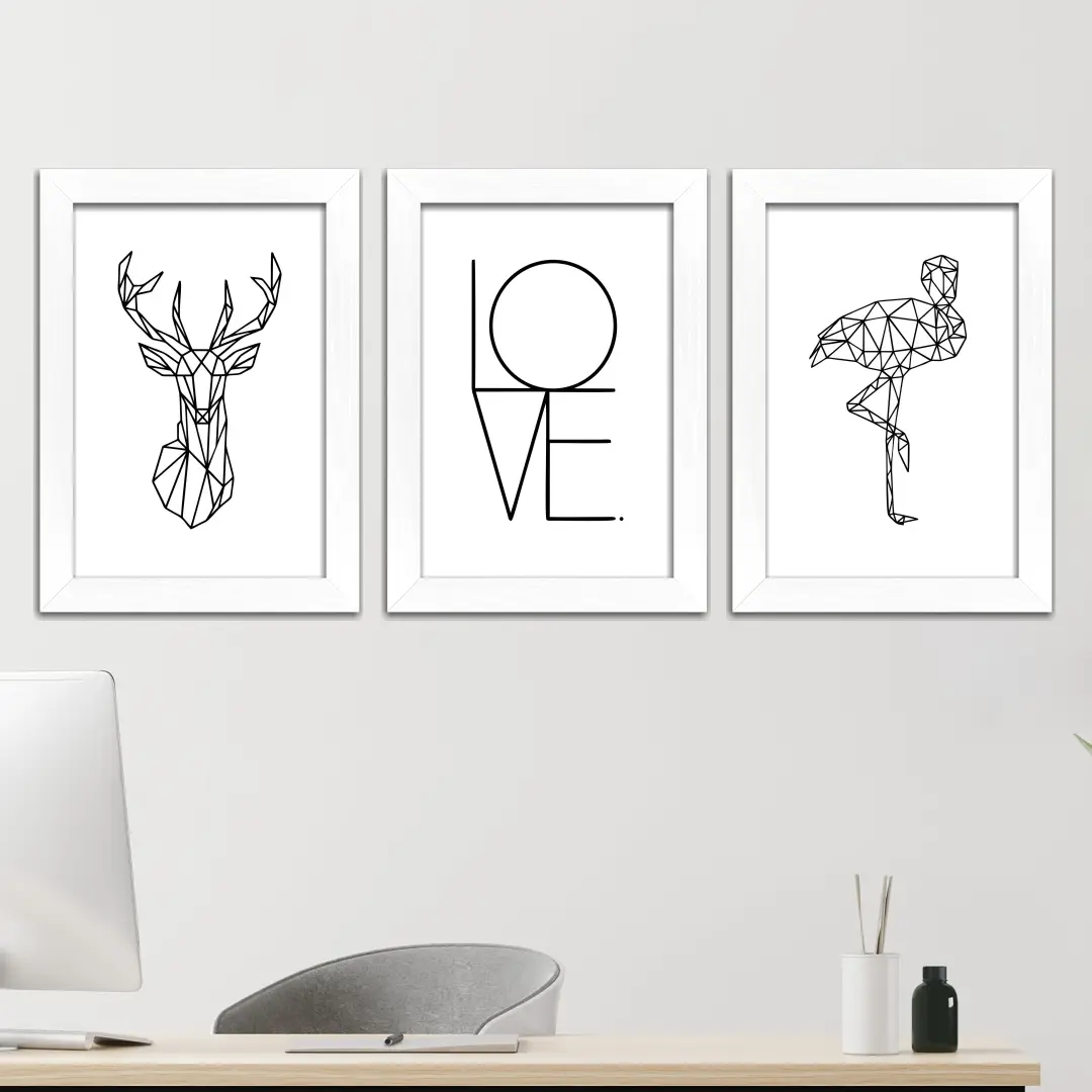 Kit 3 Quadros Abstrato Love - Imagem 2