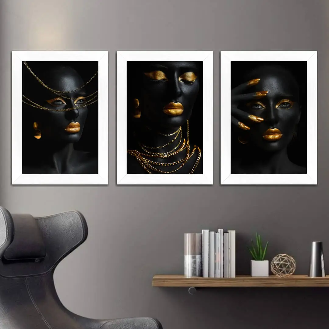Kit 3 Quadros Modelo Negra - Imagem 2