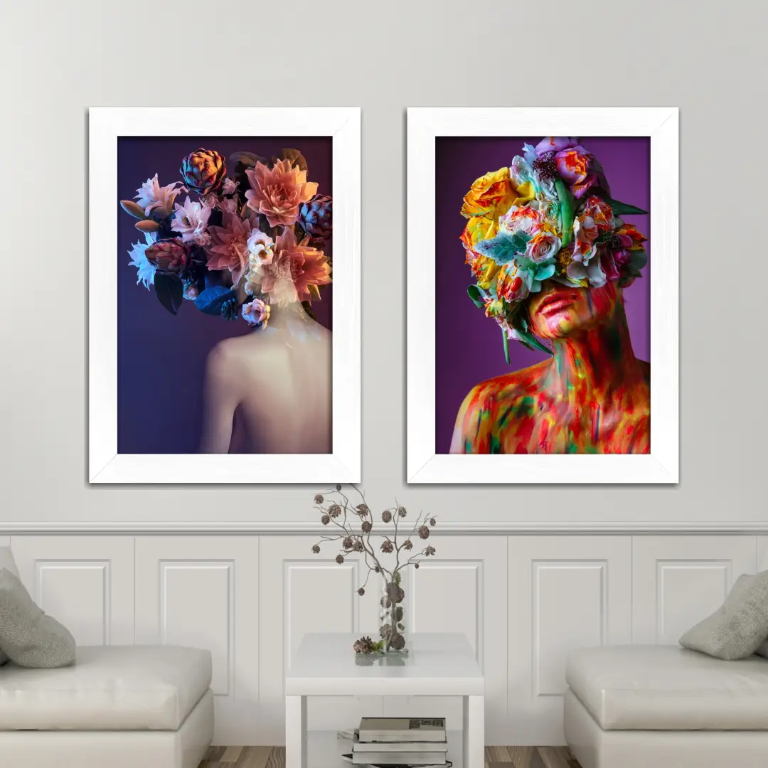 Kit 2 Quadros Mulheres Floridas - Imagem 2