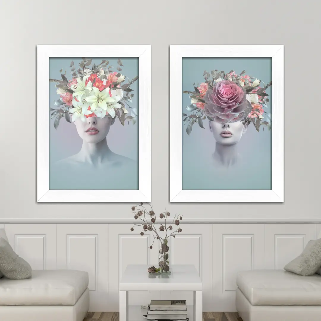 1081- Kit-2-Quadros-Rosto-Florido