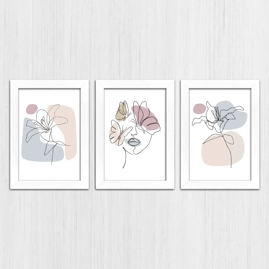 Kit 3 Quadros Boho Chic Floral - Imagem 4