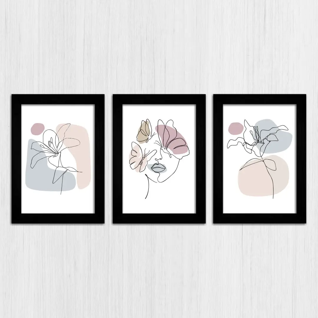 Kit 3 Quadros Boho Chic Floral - Imagem 3