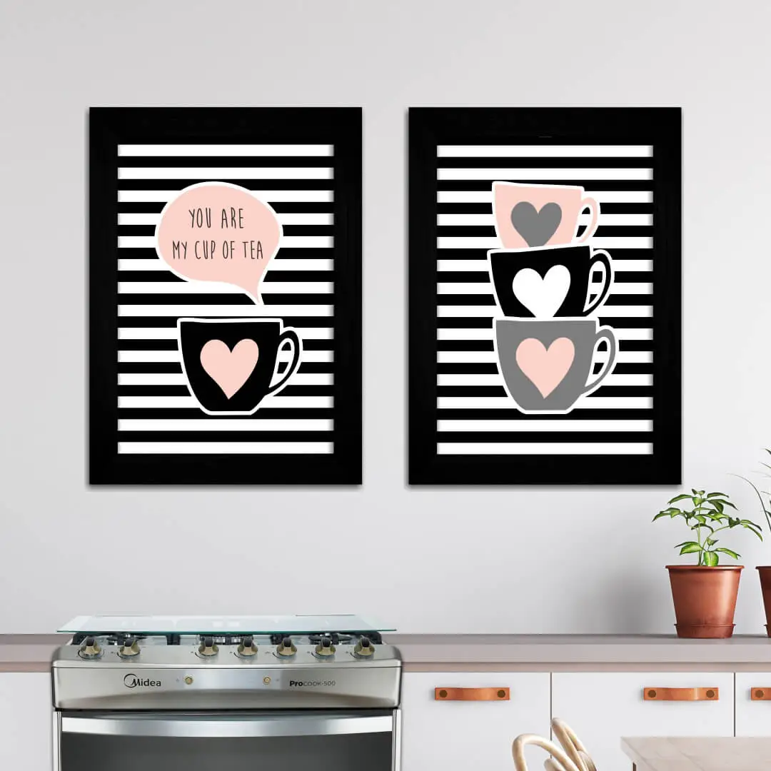 Kit 2 Quadros You-are-My-Cup - Moldura Preta -