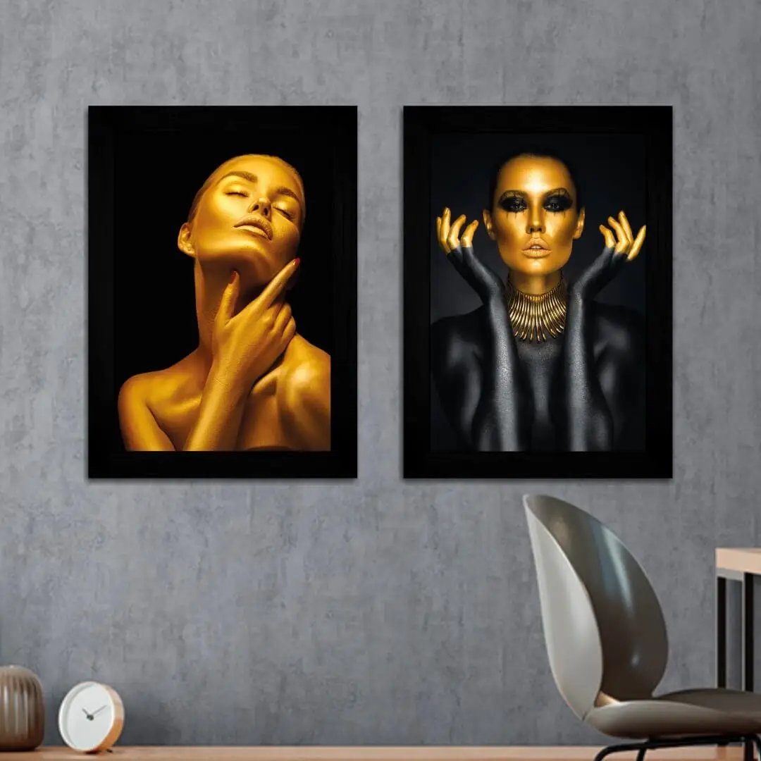 Kit 2 Quadros Mulheres-de-Ouro - Moldura Preta -