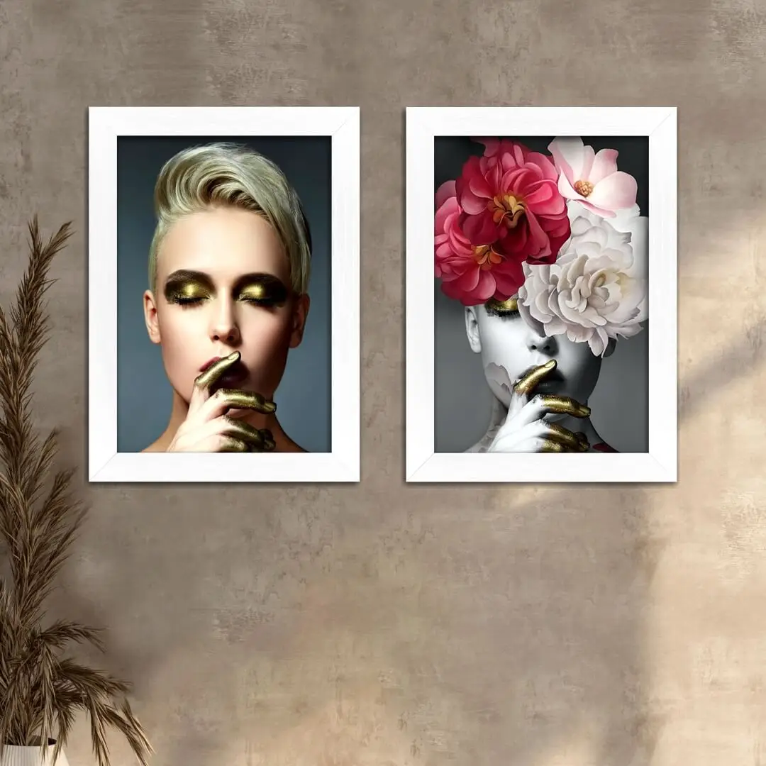 Kit 2 Quadros Mulher-e-Flores - Imagem 2