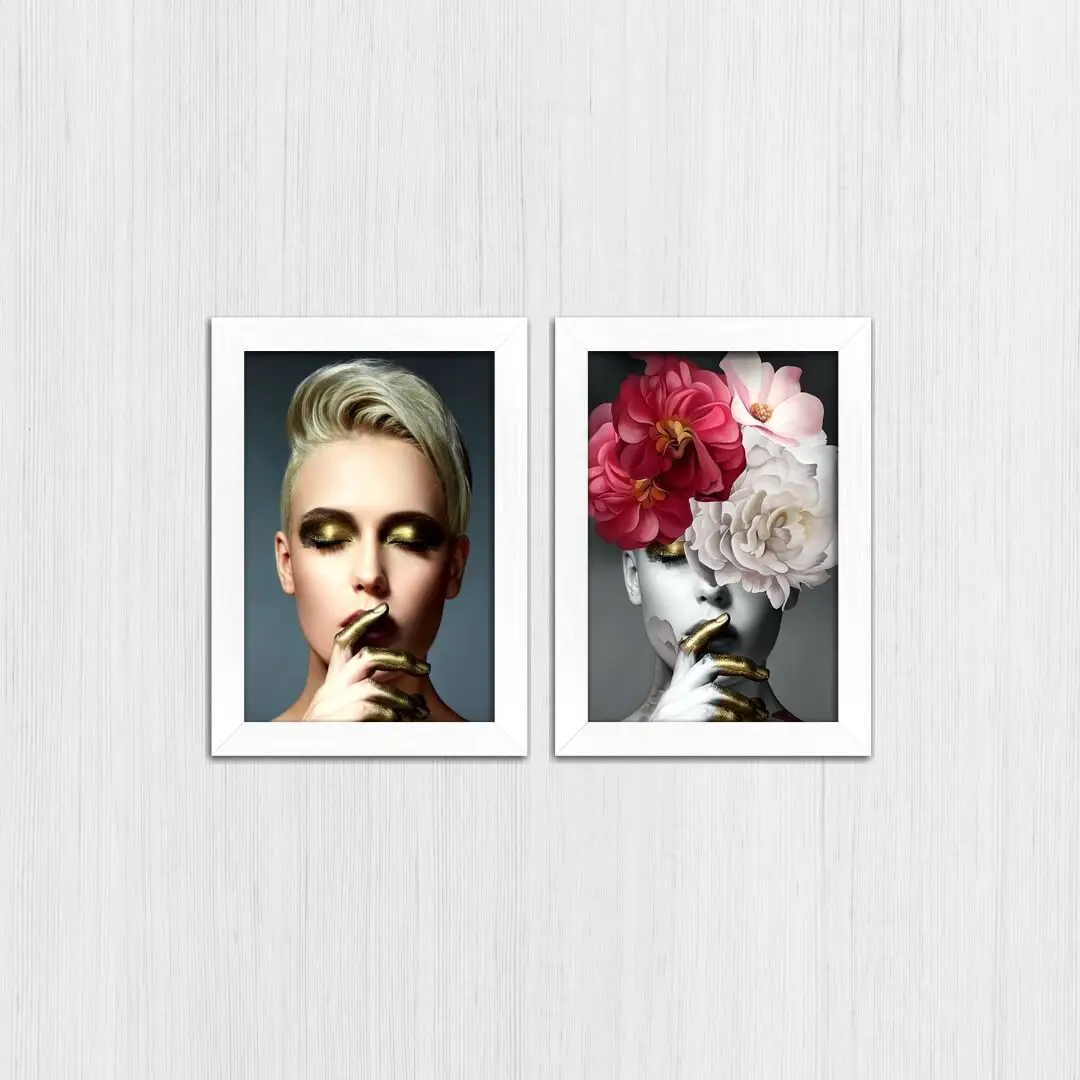 Kit 2 Quadros Mulher-e-Flores - Imagem 4