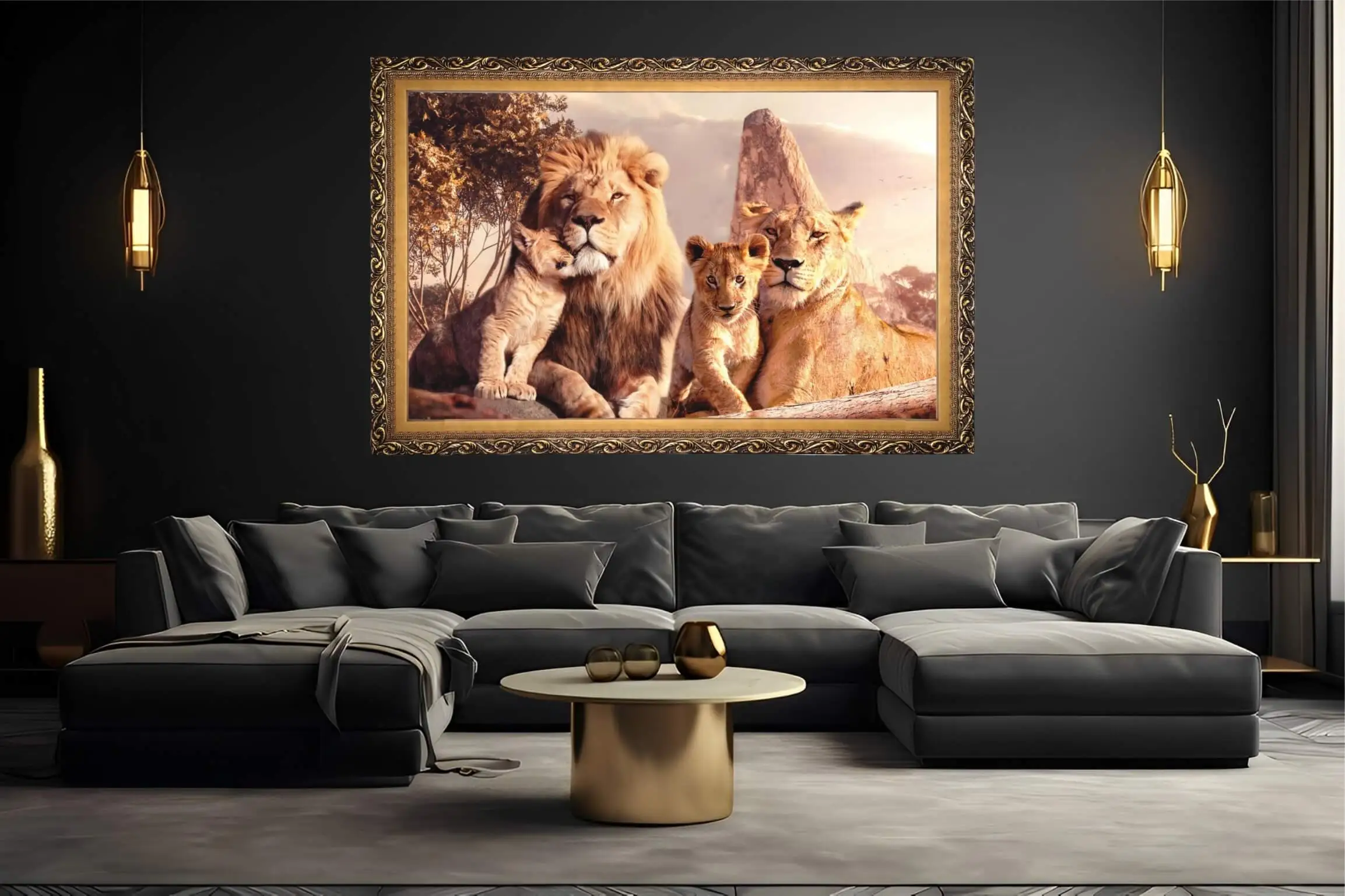 Quadro-Decorativo-Família-de-Leõs-Modelo-Big's