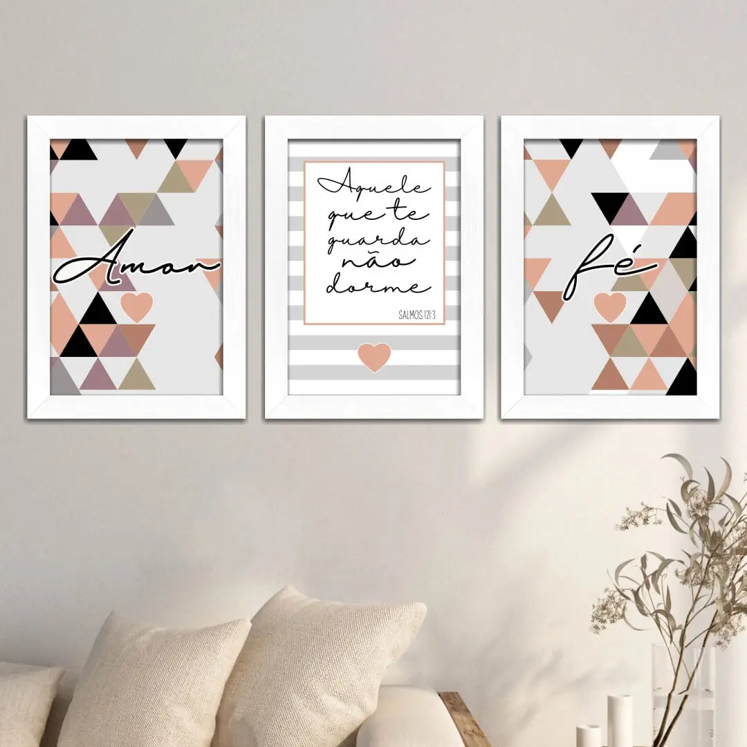 Kit 3 Quadros Frase Amor Fé - Imagem 2
