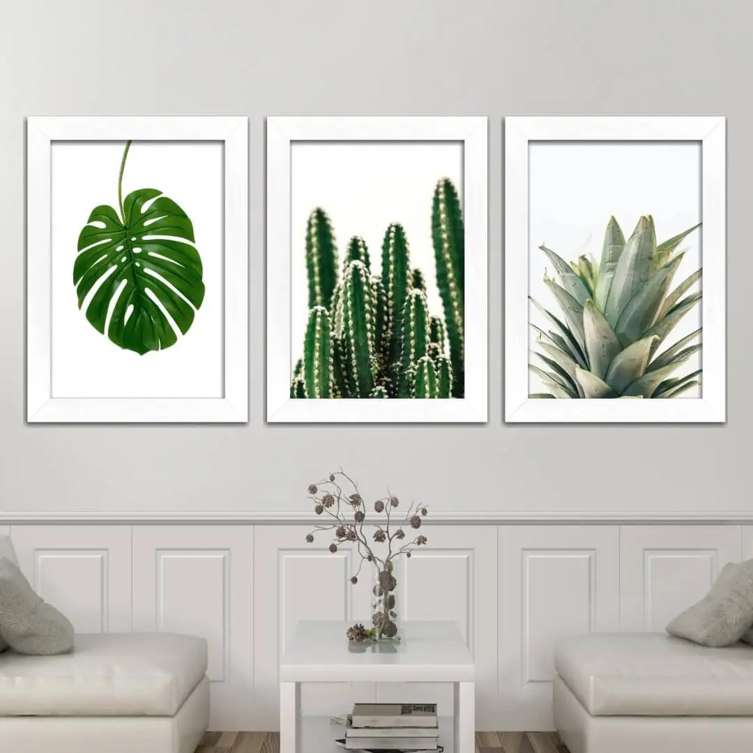 Kit 3 Quadros Florais Verdes - Imagem 2