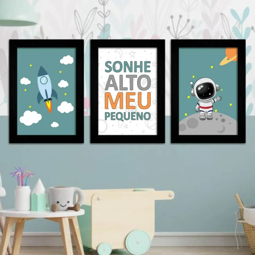Kit 3 Quadros Infantil Sonhe Alto - Imagem 2