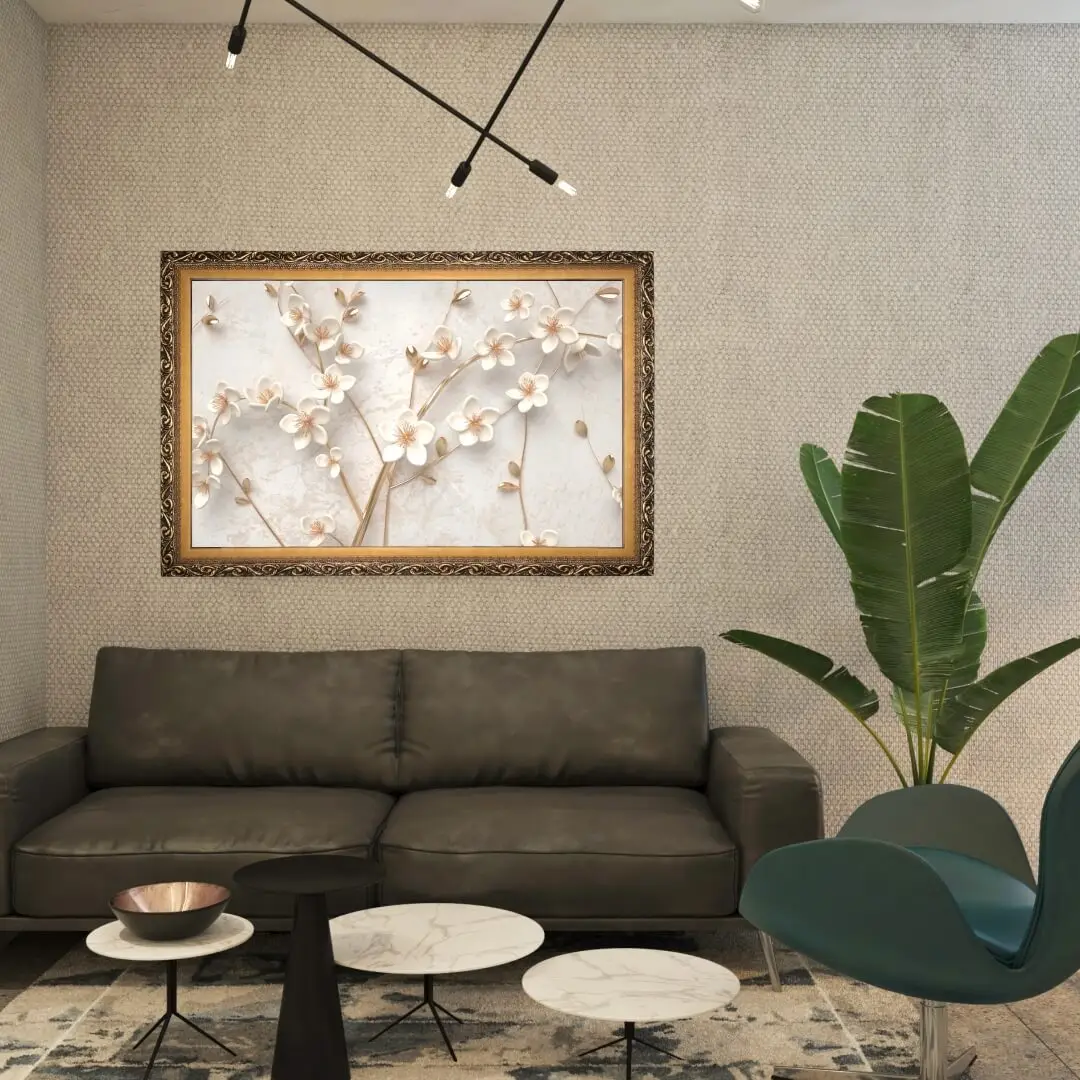 Quadro-Decorativo-Galho-Dourado