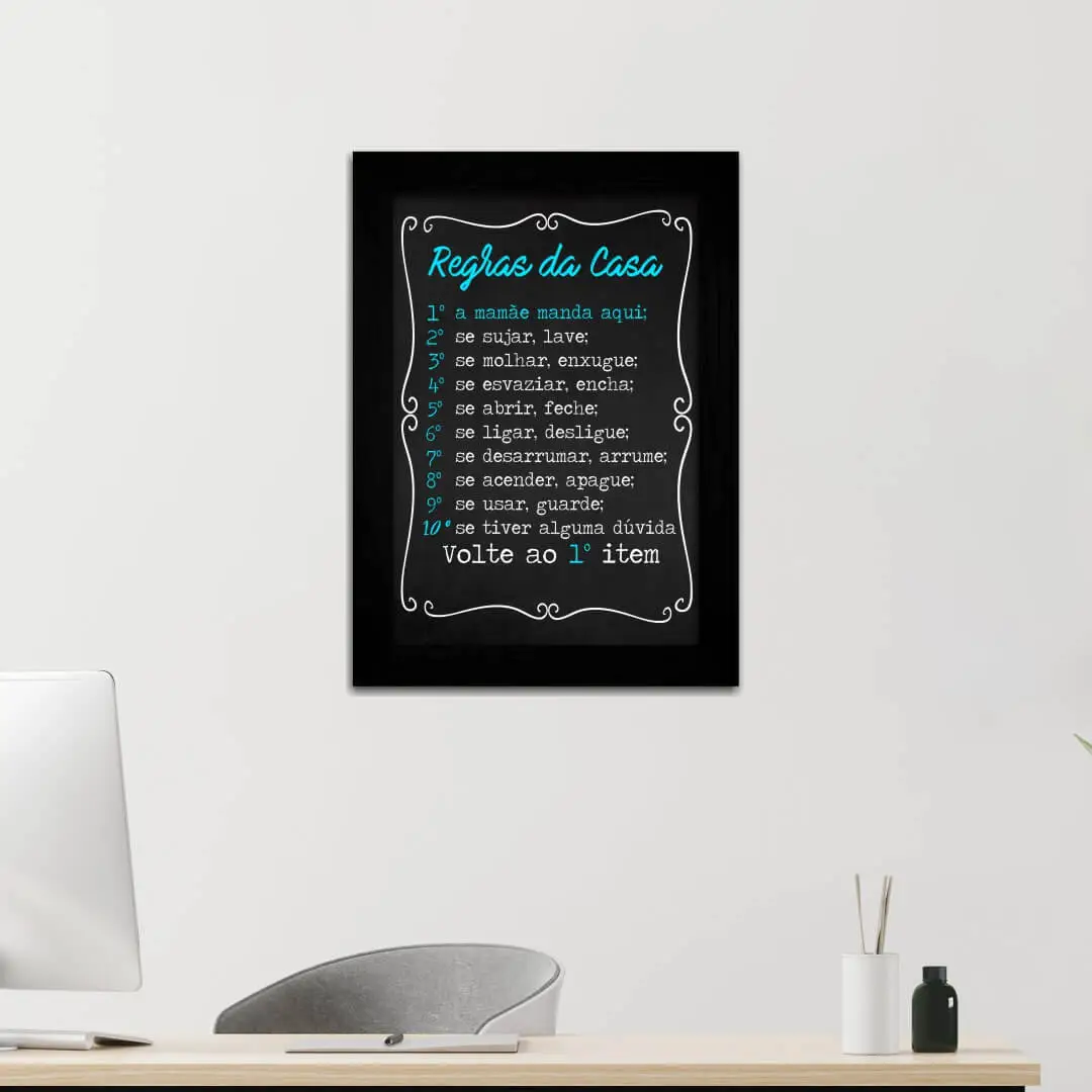 Quadro Decorativo Frase Regras da Casa - Imagem 2