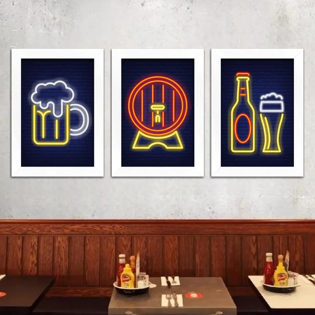 Kit 3 Quadros Bebidas Neon - Imagem 2