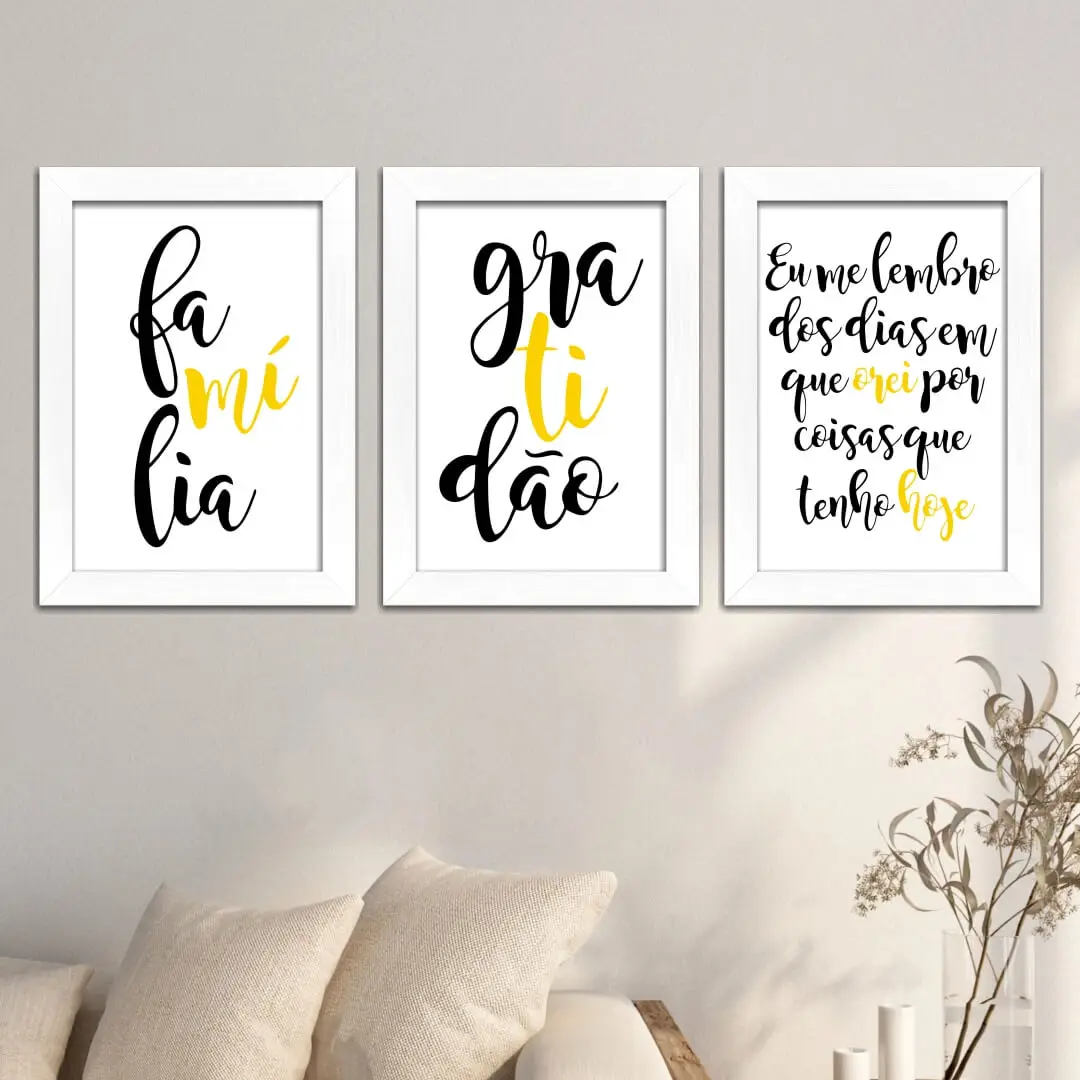 Kit 3 Quadros Frase Gratidão Familia - Imagem 2