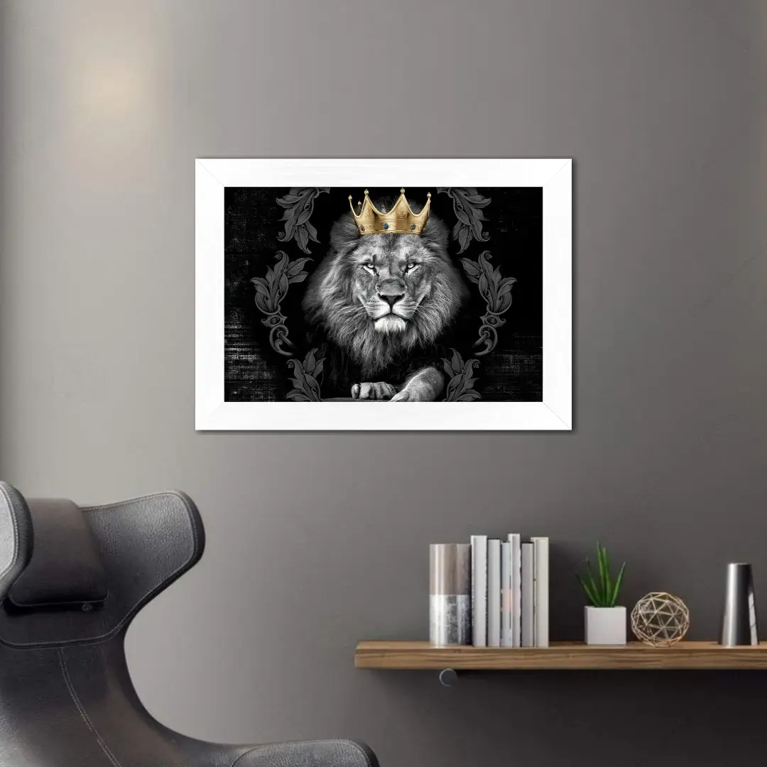 Quadro Decorativo Leão Coroa - Imagem 2