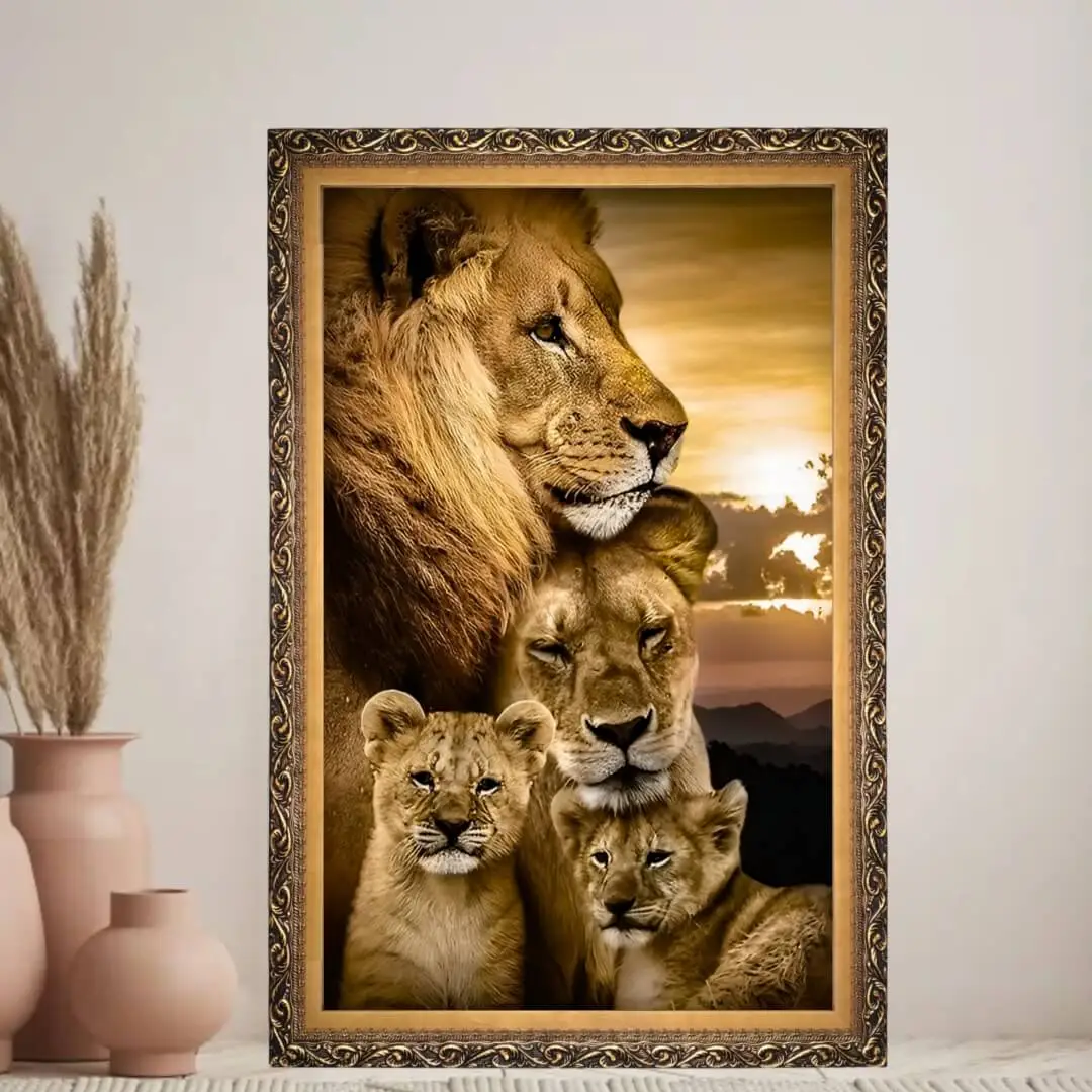 1217 Quadro Decorativo Leão em Família - Modelo Big's - Imagem 1