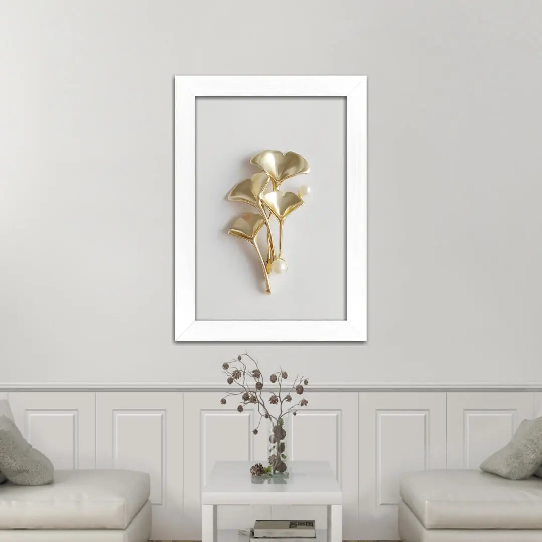1254- Quadro-Decorativo-Flor-Banhada-a-Ouro