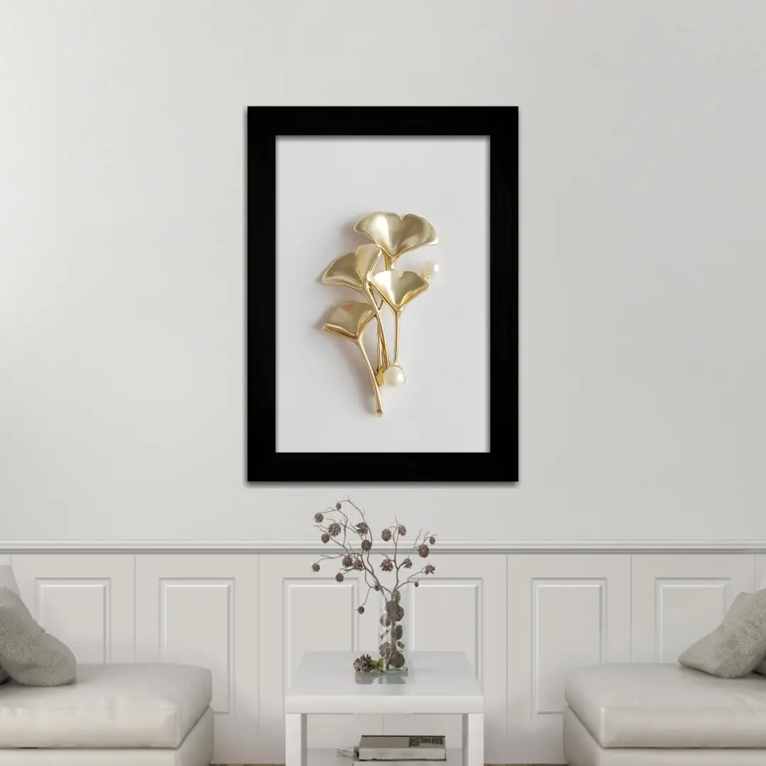 Quadro Decorativo Flor Banhada a Ouro - Imagem 2