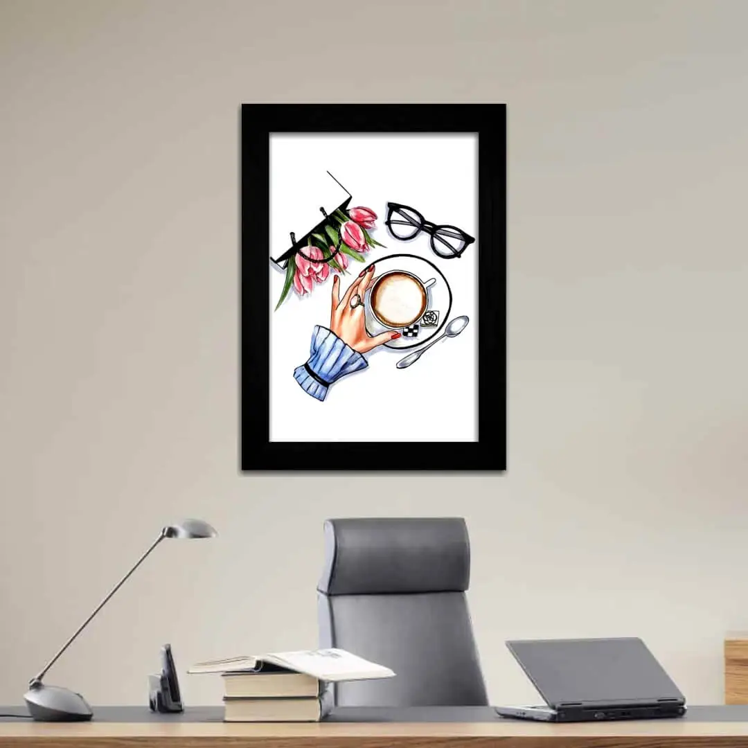 Quadro Decorativo Xicara e óculos - Imagem 2