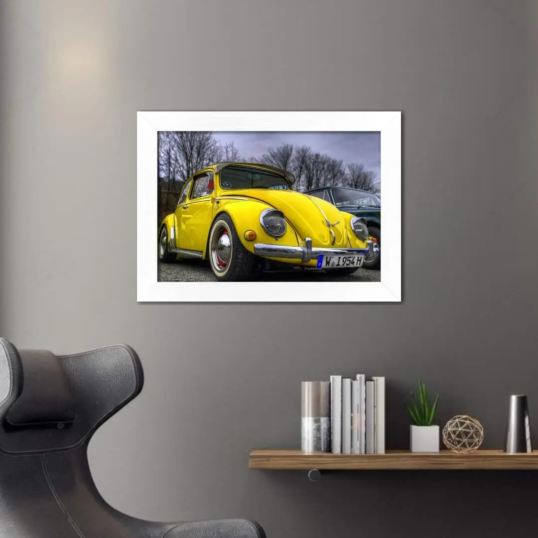 Quadro Decorativo Veículos Fusca Amarélo - Imagem 2