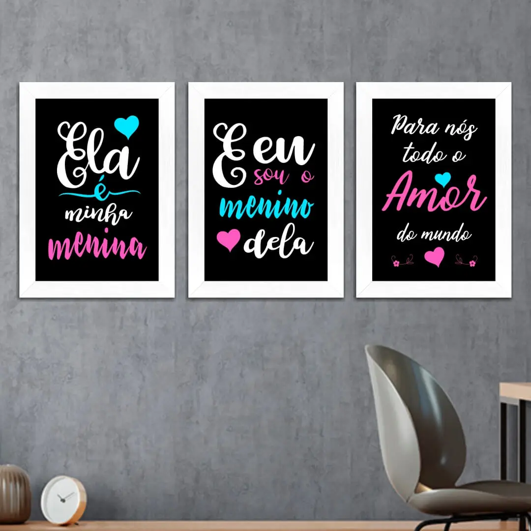 Kit 3 Quadros Conjunto ele dela - Imagem 2