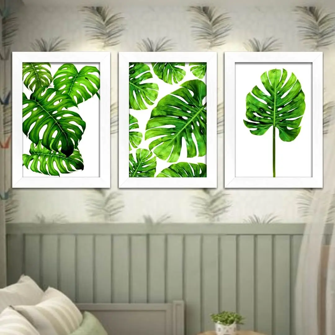 Kit-3-Quadros-Floral-Verde
