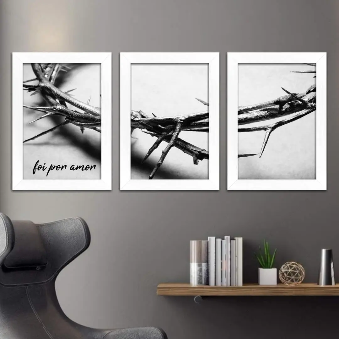 Kit 3 Quadros Coroa de Cristo - Imagem 2