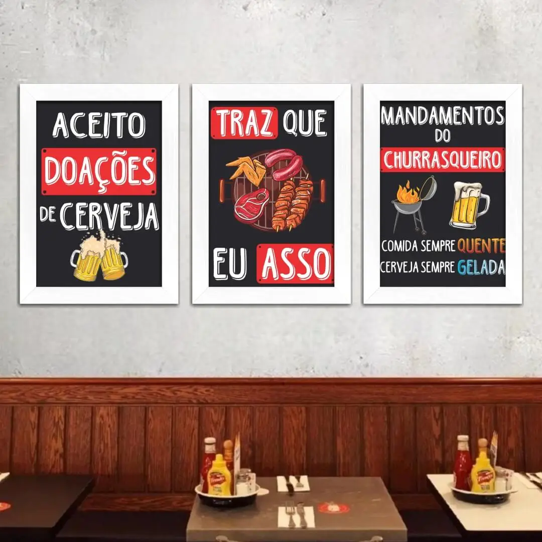 Kit 3 Quadros Churrasco Aceito Doações - Imagem 2