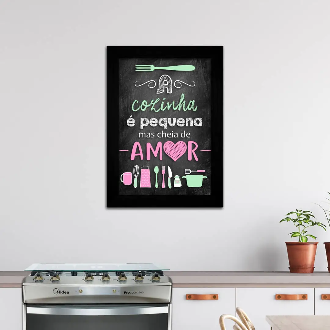 Quadro Decorativo Frase Cozinha é pequena - Imagem 2