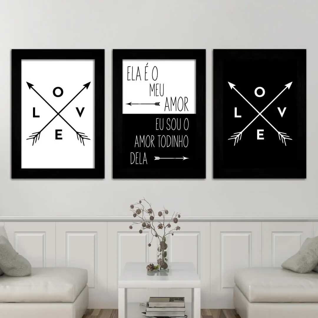 Kit 3 Quadros Conjunto Love - Imagem 2