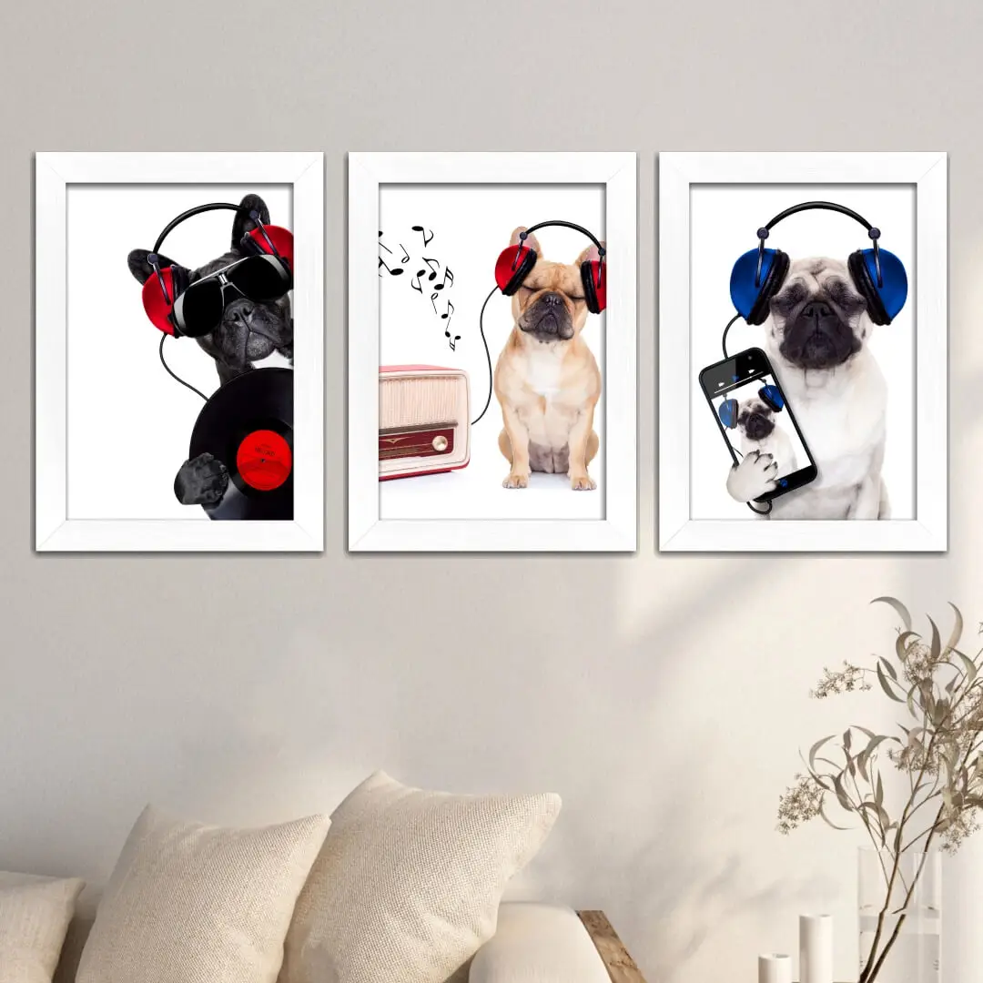 Kit 3 Quadros Cães de HeadPhone - Imagem 2