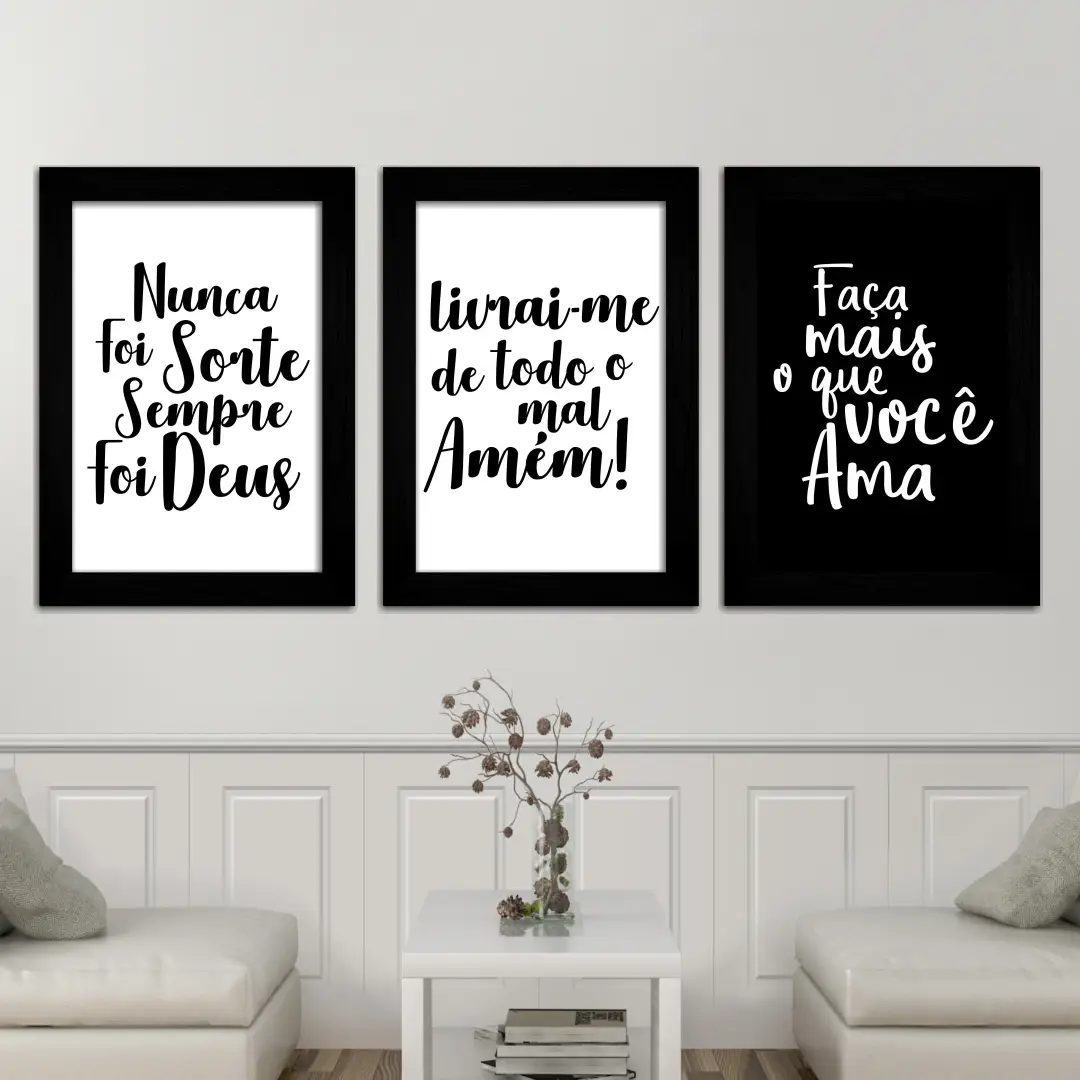 Kit 3 Quadros Frase Reza - Imagem 2