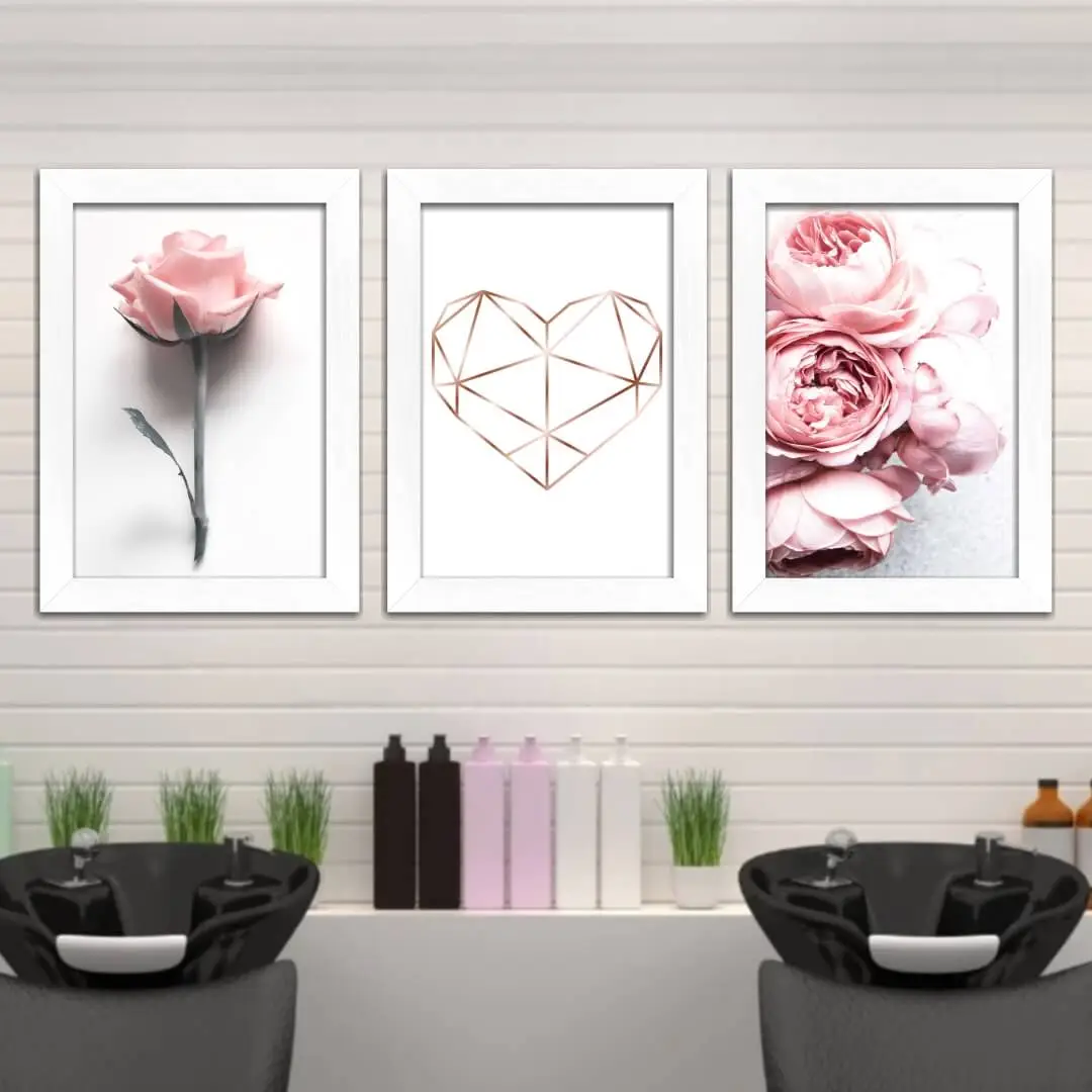 3114- Kit-3-Quadros-Floridos-Coração